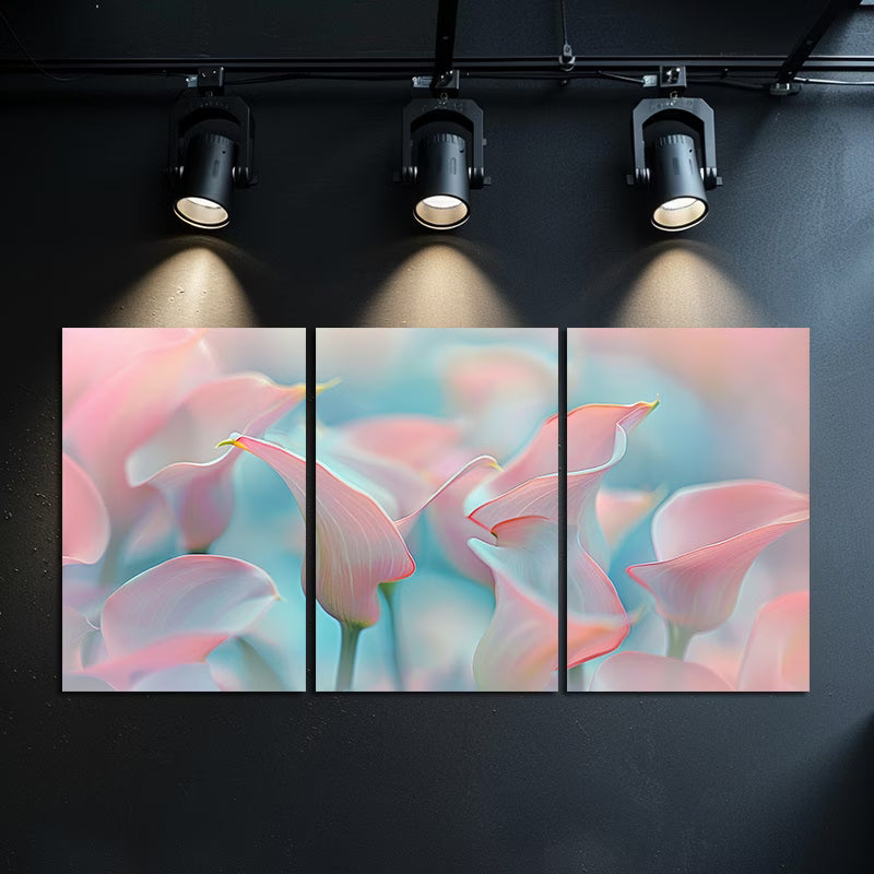 3pcs Calla Lily Pastel Pink & Blue Floral Wall Art Set Canvas Framed 60x90cm - High Quality Print 100% Australian Made Wall Canvas Ready to Hang - Bella Home Decor