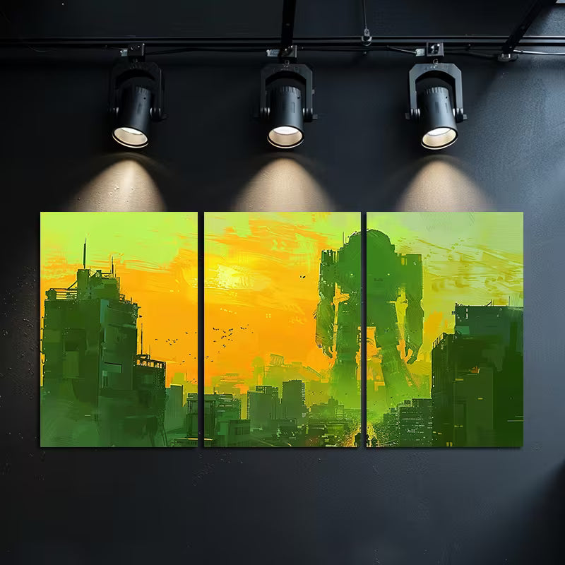 3pcs Concept Art of An Industrial City Wall Art Set Canvas Framed 50x70cm - High Quality Print 100% Australian Made Wall Canvas Ready to Hang - Bella Home Decor