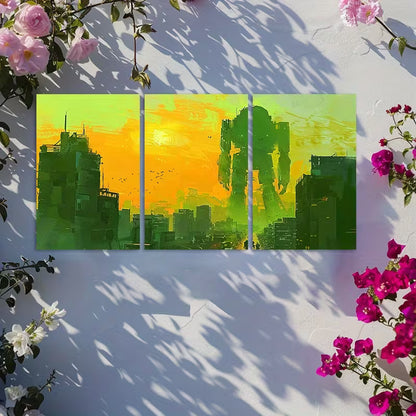 3pcs Concept Art of An Industrial City Wall Art Set Canvas Framed 50x70cm - High Quality Print 100% Australian Made Wall Canvas Ready to Hang - Bella Home Decor