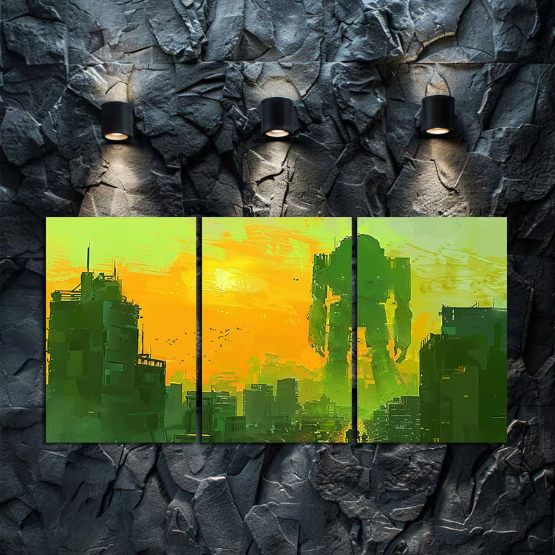 3pcs Concept Art of An Industrial City Wall Art Set Canvas Framed 40x60cm - High Quality Print 100% Australian Made Wall Canvas Ready to Hang - Bella Home Decor