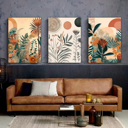 3pcs Boho Floral Abstract Plants Wall Art Set Canvas Framed 40x60cm - High Quality Print 100% Australian Made Wall Canvas Ready to Hang - Bella Home Decor
