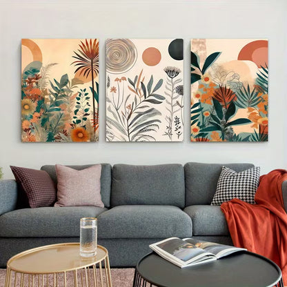 3pcs Boho Floral Abstract Plants Wall Art Set Canvas Framed 40x60cm - High Quality Print 100% Australian Made Wall Canvas Ready to Hang - Bella Home Decor