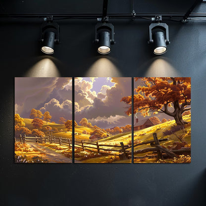 3pcs Thomas Hart Benton Countryside Wall Art Set Canvas Framed 40x60cm - High Quality Print 100% Australian Made Wall Canvas Ready to Hang