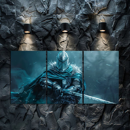 3pcs Awe-inspiring Portrait of Knight Wall Art Set Canvas Framed 50x70cm - High Quality Print 100% Australian Made Wall Canvas Ready to Hang - Bella Home Decor