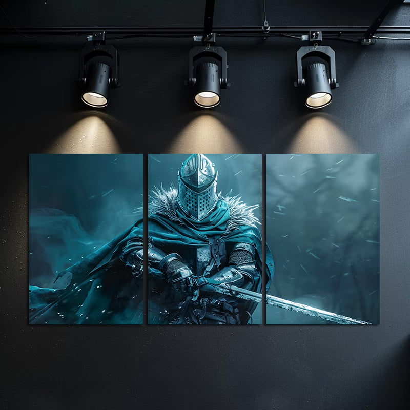 3pcs Awe-inspiring Portrait of Knight Wall Art Set Canvas Framed 50x70cm - High Quality Print 100% Australian Made Wall Canvas Ready to Hang - Bella Home Decor
