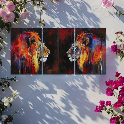 3pcs Majestic Crown and Lion Design Wall Art Set Canvas Framed 40x60cm - High Quality Print 100% Australian Made Wall Canvas Ready to Hang - Bella Home Decor