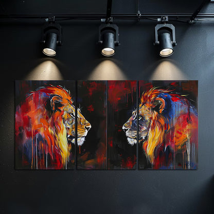 3pcs Majestic Crown and Lion Design Wall Art Set Canvas Framed 60x90cm - High Quality Print 100% Australian Made Wall Canvas Ready to Hang