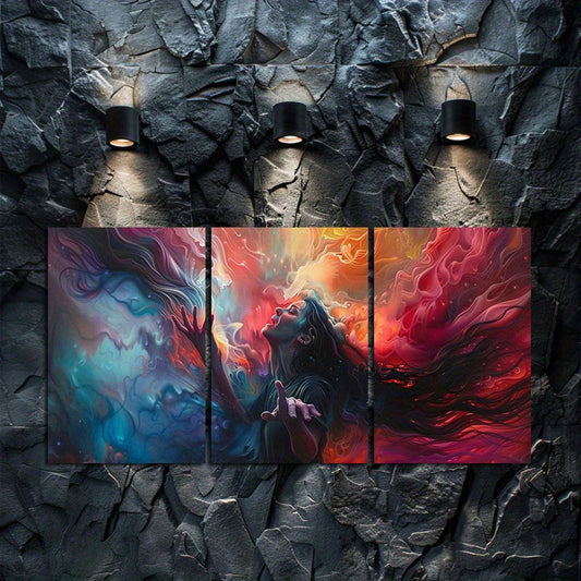 3pcs Abstract Dance Inspired Oil Painting Style Wall Art Set Canvas Framed 60x90cm - High Quality Print 100% Australian Made Wall Canvas Ready to Hang