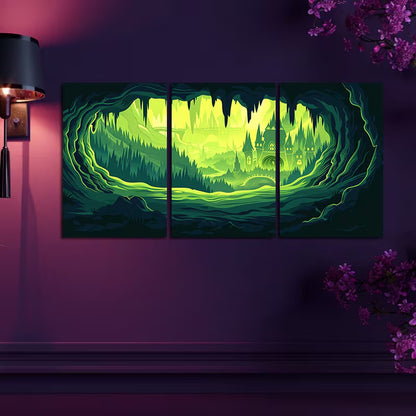 3pcs Dark Fantasy Game Theme Wall Art Set Canvas Framed 60x90cm - High Quality Print 100% Australian Made Wall Canvas Ready to Hang - Bella Home Decor