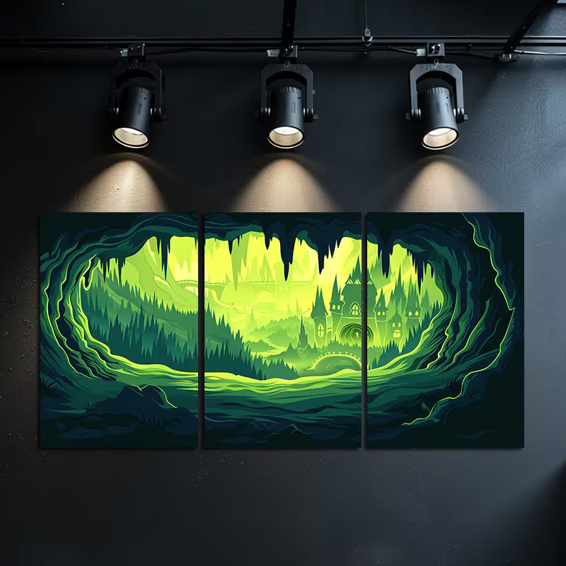 3pcs Dark Fantasy Game Theme Wall Art Set Canvas Framed 50x70cm - High Quality Print 100% Australian Made Wall Canvas Ready to Hang - Bella Home Decor