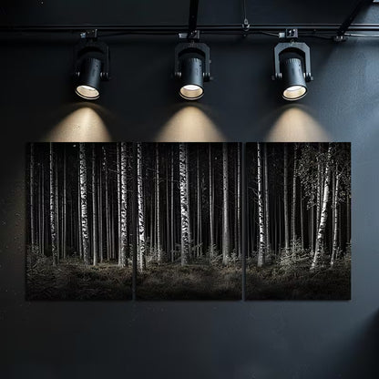 3pcs Dark Forest Dense Trees Design Wall Art Set Canvas Framed 60x90cm - High Quality Print 100% Australian Made Wall Canvas Ready to Hang - Bella Home Decor