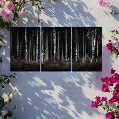 3pcs Dark Forest Dense Trees Design Wall Art Set Canvas Framed 50x70cm - High Quality Print 100% Australian Made Wall Canvas Ready to Hang - Bella Home Decor
