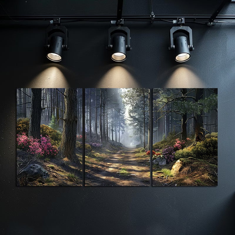 3pcs Tall Pines and Fuchsias Landscape Wall Art Set Canvas Framed 60x90cm - High Quality Print 100% Australian Made Wall Canvas Ready to Hang
