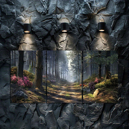 3pcs Tall Pines and Fuchsias Landscape Wall Art Set Canvas Framed 60x90cm - High Quality Print 100% Australian Made Wall Canvas Ready to Hang