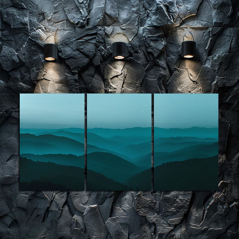3pcs Dark Night, Starry Sky, Distant Mountains Wall Art Set Canvas Framed 50x70cm - High Quality Print 100% Australian Made Wall Canvas Ready to Hang - Bella Home Decor