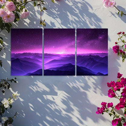 3pcs Pink and Purple Starry Night Sky Wall Art Set Canvas Framed 40x60cm - High Quality Print 100% Australian Made Wall Canvas Ready to Hang