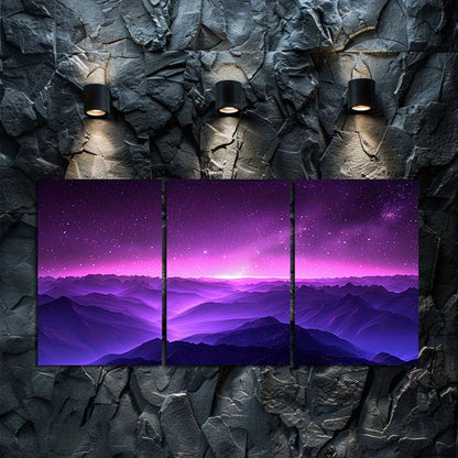 3pcs Pink and Purple Starry Night Sky Wall Art Set Canvas Framed 60x90cm - High Quality Print 100% Australian Made Wall Canvas Ready to Hang