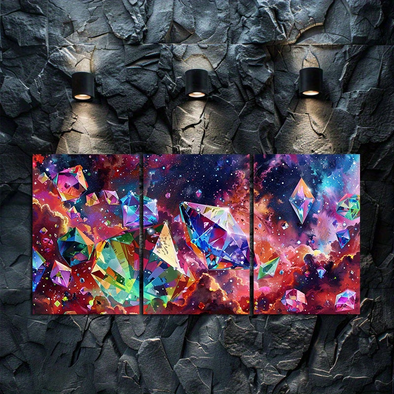 3pcs Luxurious Starry Sky Diamond Wall Art Set Canvas Framed 40x60cm - High Quality Print 100% Australian Made Wall Canvas Ready to Hang
