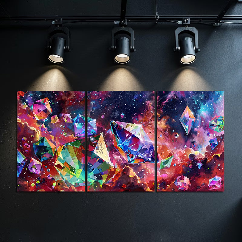3pcs Luxurious Starry Sky Diamond Wall Art Set Canvas Framed 40x60cm - High Quality Print 100% Australian Made Wall Canvas Ready to Hang