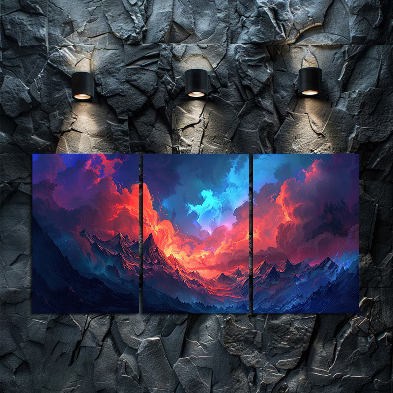 3pcs Painting of Clouds, Red and Blue Sky Wall Art Set Canvas Framed 40x60cm - High Quality Print 100% Australian Made Wall Canvas Ready to Hang