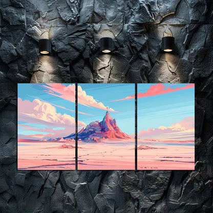 3pcs Unique Pink Landscape Design Wall Art Set Canvas Framed 40x60cm - High Quality Print 100% Australian Made Wall Canvas Ready to Hang