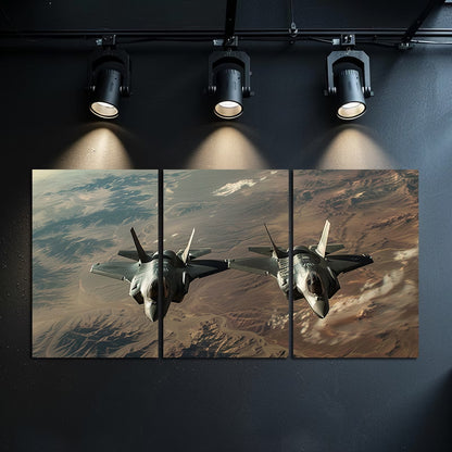 3pcs American Landscape Scene with Fighter Jets Wall Art Set Canvas Framed 40x60cm - High Quality Print 100% Australian Made Wall Canvas Ready to Hang - Bella Home Decor