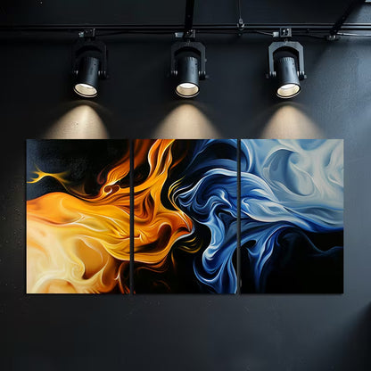 3pcs Abstract Depictions of Fire and Water Wall Art Set Canvas Framed 50x70cm - High Quality Print 100% Australian Made Wall Canvas Ready to Hang - Bella Home Decor