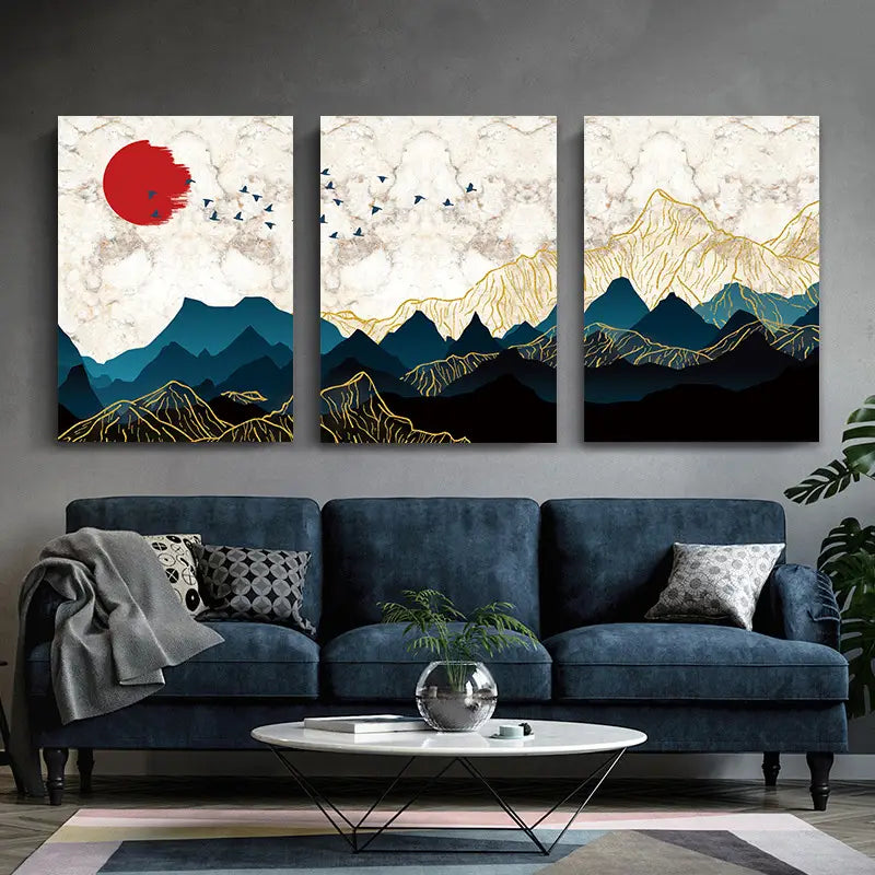 3pcs Cherry Blossom & Bluebird Metal Print Ready to Hang Art - Bella Home Decor