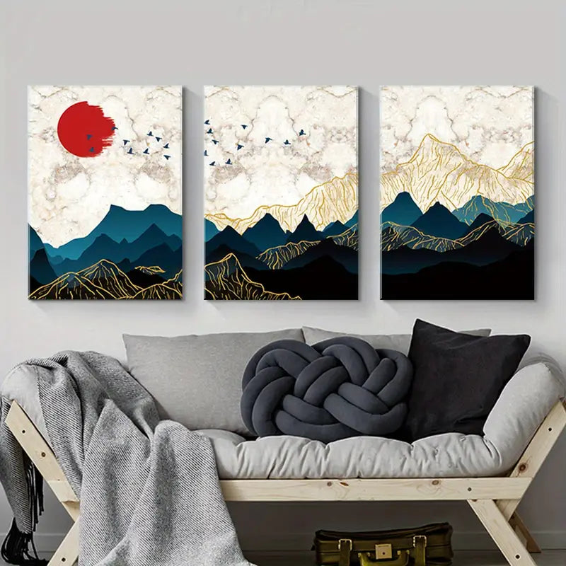 3pcs Cherry Blossom & Bluebird Metal Print Ready to Hang Art - Bella Home Decor