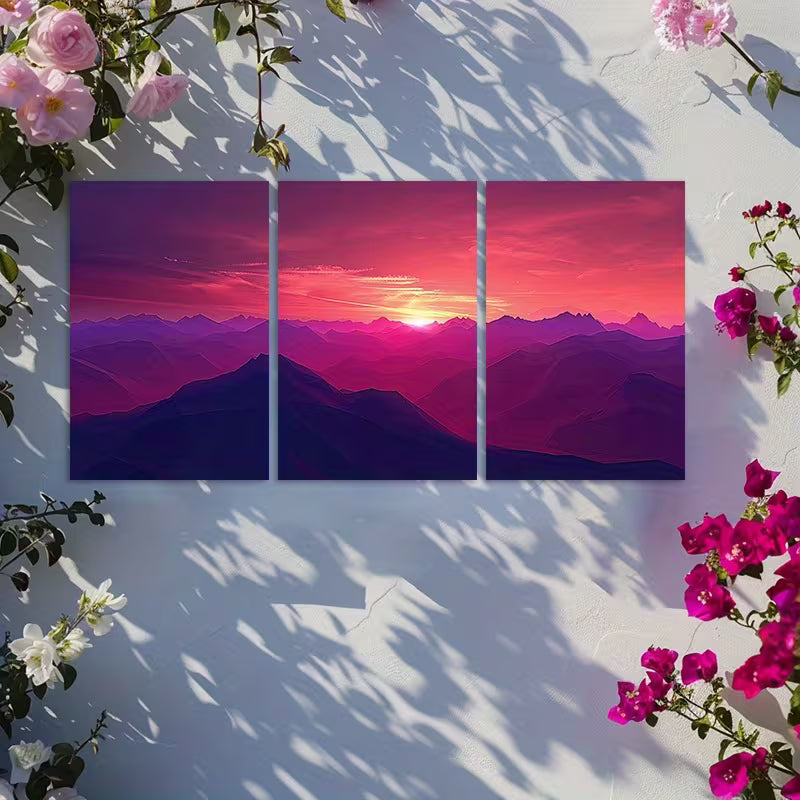3pcs Activity in Andes Mountains At Sunset Wall Art Set Canvas Framed 40x60cm - High Quality Print 100% Australian Made Wall Canvas Ready to Hang - Bella Home Decor