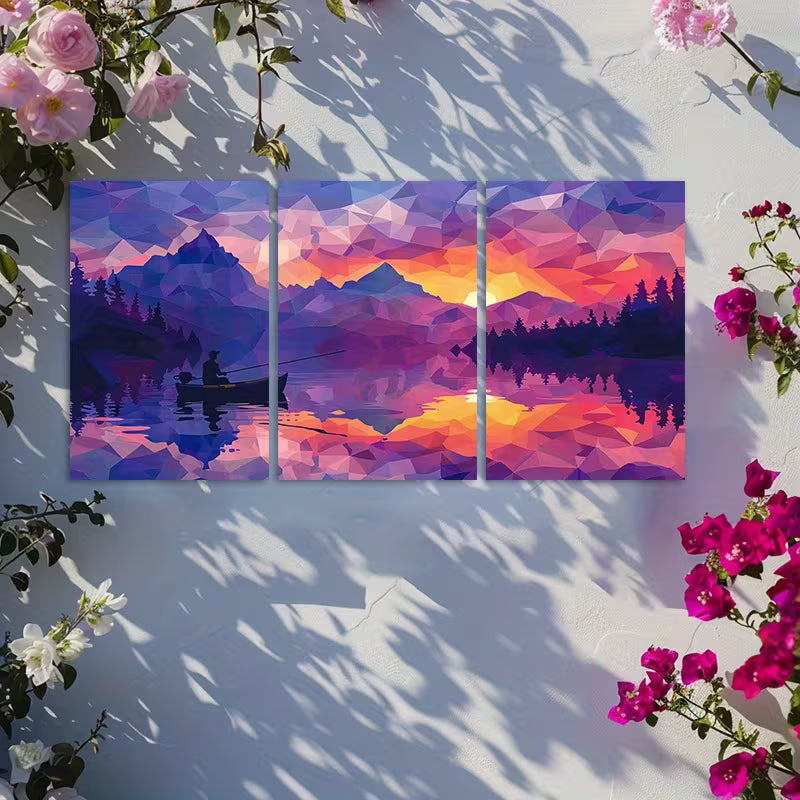 3pcs Abstract Minimalist Landscape with Mountain Wall Art Set Canvas Framed 40x60cm - High Quality Print 100% Australian Made Wall Canvas Ready to Hang - Bella Home Decor