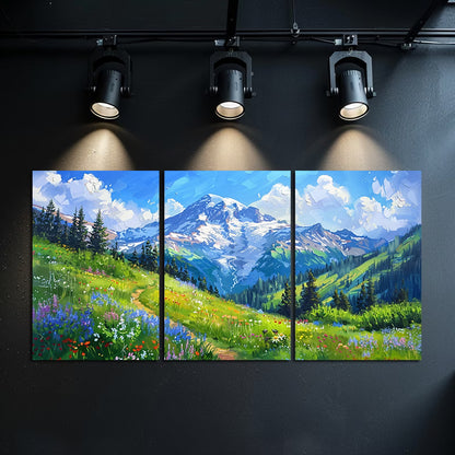 3pcs Alpine Meadow Wildflowers Wall Art Set Canvas Framed 40x60cm - High Quality Print 100% Australian Made Wall Canvas Ready to Hang - Bella Home Decor