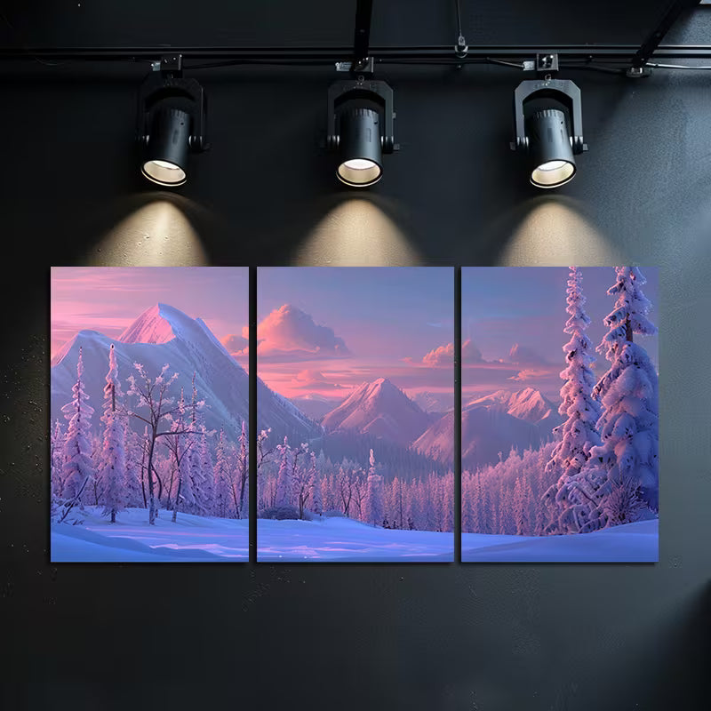 3pcs Snowy Mountain Landscape in The Foreground Wall Art Set Canvas Framed 50x70cm - High Quality Print 100% Australian Made Wall Canvas Ready to Hang