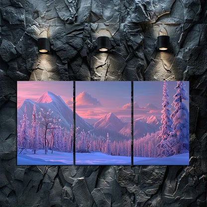 3pcs Snowy Mountain Landscape in The Foreground Wall Art Set Canvas Framed 40x60cm - High Quality Print 100% Australian Made Wall Canvas Ready to Hang