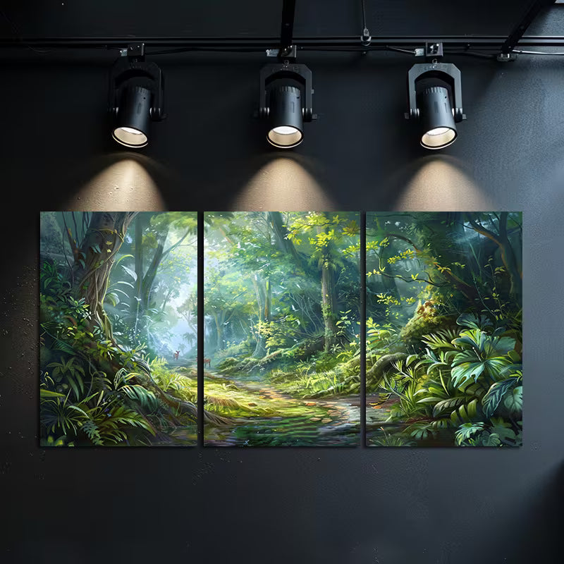 3pcs Dense Forest with Fallen Trees and Grass Wall Art Set Canvas Framed 40x60cm - High Quality Print 100% Australian Made Wall Canvas Ready to Hang - Bella Home Decor
