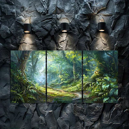 3pcs Dense Forest with Fallen Trees and Grass Wall Art Set Canvas Framed 60x90cm - High Quality Print 100% Australian Made Wall Canvas Ready to Hang - Bella Home Decor