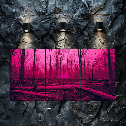 3pcs Great Leap Forest in Infrared After Fire Wall Art Set Canvas Framed 60x90cm - High Quality Print 100% Australian Made Wall Canvas Ready to Hang