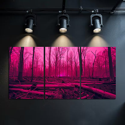 3pcs Great Leap Forest in Infrared After Fire Wall Art Set Canvas Framed 40x60cm - High Quality Print 100% Australian Made Wall Canvas Ready to Hang