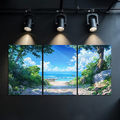 3pcs Japanese Anime Fantasy Landscape Wall Art Set Canvas Framed 60x90cm - High Quality Print 100% Australian Made Wall Canvas Ready to Hang