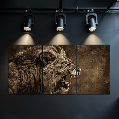 3pcs lion head Illustration Wall Art Set Canvas Framed 40x60cm - High Quality Print 100% Australian Made Wall Canvas Ready to Hang