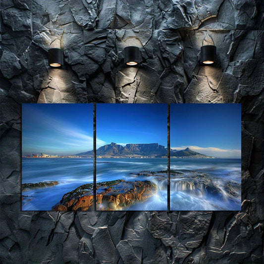 3pcs Long Exposure Ocean & Mountain Landscape Wall Art Set Canvas Framed 60x90cm - High Quality Print 100% Australian Made Wall Canvas Ready to Hang
