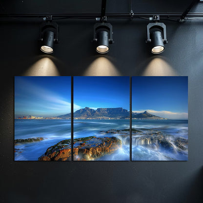 3pcs Long Exposure Ocean & Mountain Landscape Wall Art Set Canvas Framed 60x90cm - High Quality Print 100% Australian Made Wall Canvas Ready to Hang