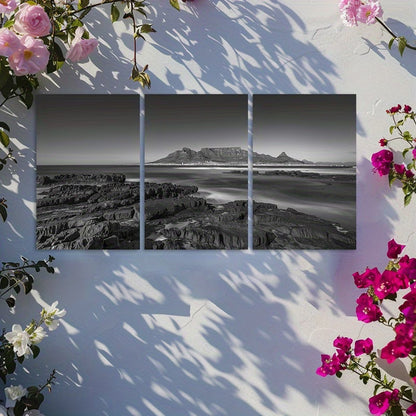 3pcs Long Exposure Shot of The Rocky Coast Wall Art Set Canvas Framed 50x70cm - High Quality Print 100% Australian Made Wall Canvas Ready to Hang