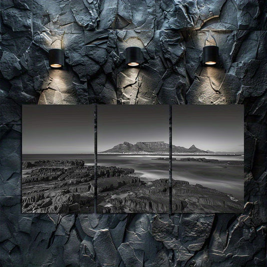 3pcs Long Exposure Shot of The Rocky Coast Wall Art Set Canvas Framed 50x70cm - High Quality Print 100% Australian Made Wall Canvas Ready to Hang