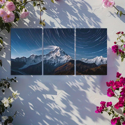 3pcs Starry Night Himalaya Mountain Wall Art Set Canvas Framed 60x90cm - High Quality Print 100% Australian Made Wall Canvas Ready to Hang