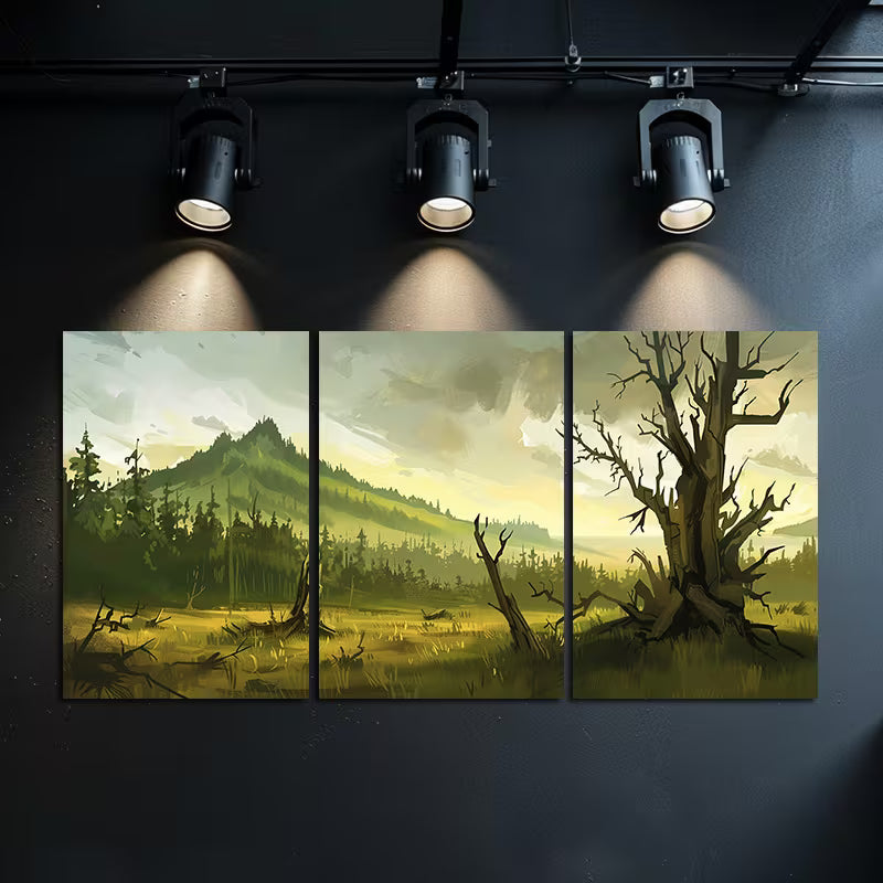 3pcs Mountain and Tree Landscape Wall Art Set Canvas Framed 50x70cm - High Quality Print 100% Australian Made Wall Canvas Ready to Hang