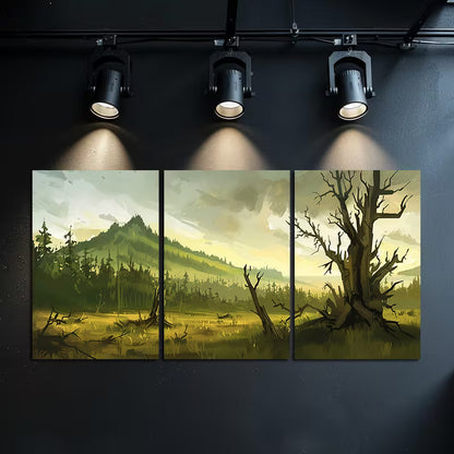 3pcs Mountain and Tree Landscape Wall Art Set Canvas Framed 50x70cm - High Quality Print 100% Australian Made Wall Canvas Ready to Hang