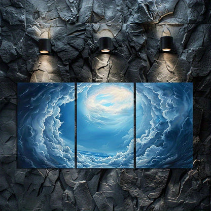 3pcs Looking Up At The Blue Sky and White Clouds Wall Art Set Canvas Framed 40x60cm - High Quality Print 100% Australian Made Wall Canvas Ready to Hang