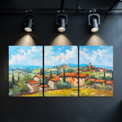 3pcs Medieval Italian Sunshine Scenery Wall Art Set Canvas Framed 60x90cm - High Quality Print 100% Australian Made Wall Canvas Ready to Hang