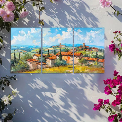 3pcs Medieval Italian Sunshine Scenery Wall Art Set Canvas Framed 60x90cm - High Quality Print 100% Australian Made Wall Canvas Ready to Hang
